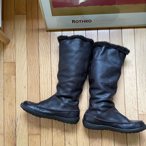 Camper Brown Leather Faux Fur Lining Winter Boots Size 38 EU - Picture 2 of 5